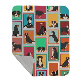 Lots of Bernese Mountain Dog Quilted Blanket 50x60 Artwork Pattern Quilted Throw Blanket for Bed, Couch, Sofa, Soft and Lightweight