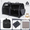 Double Compartment Pet Carrier with 2 Removable Hammocks