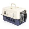 Plastic Cat & Dog Carrier Cage with Chrome Door Portable Pet Box Airline Approved, Medium, Blue/Red