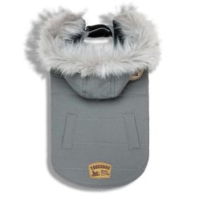 Touchdog 'Eskimo-Swag' Duck-Down Parka Dog Coat (Color: Grey, size: small)