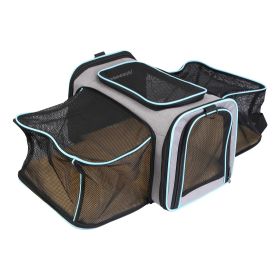 Expandable Pet Carrier Airline Approved Cat Dog Carrier Cat Collapsible Soft Carrier Bag with Removable Fleece Pad Pockets Breathable Mesh Adjustable (Color: Grey)