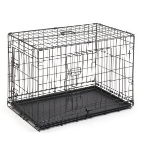 30" Pet Kennel Cat Dog Folding Steel Crate Animal Playpen Wire Metal (Color: As shown)