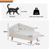 Elevated Pet Bed Solid Wood Leg Dog Cat Sofa for Indoor L Shape Plush Couch Lounge with Soft Cushion